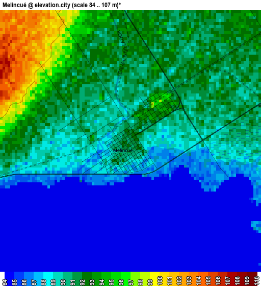 Melincué elevation map