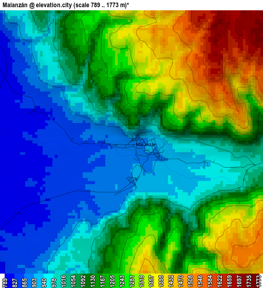 Malanzán elevation map