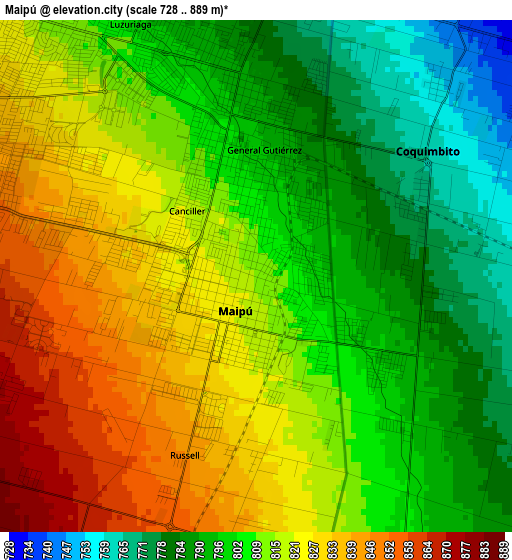 Maipú elevation map