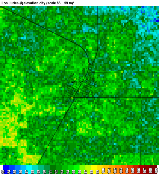 Los Juríes elevation map