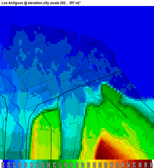 Los Antiguos elevation map