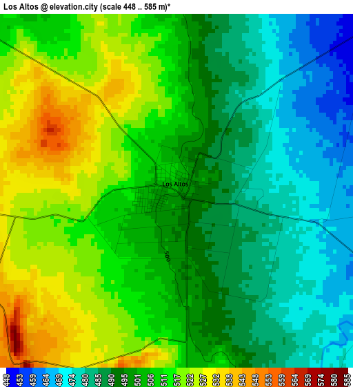 Los Altos elevation map