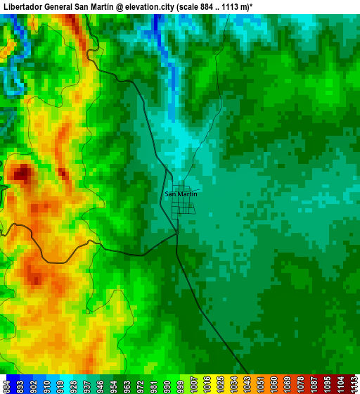 Libertador General San Martín elevation map