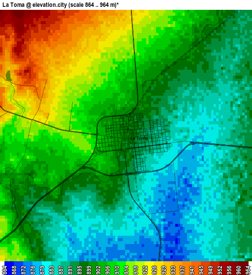 La Toma elevation map