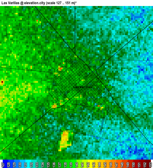 Las Varillas elevation map