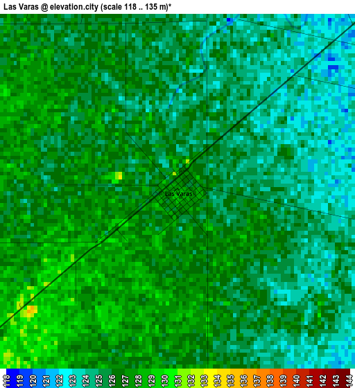 Las Varas elevation map