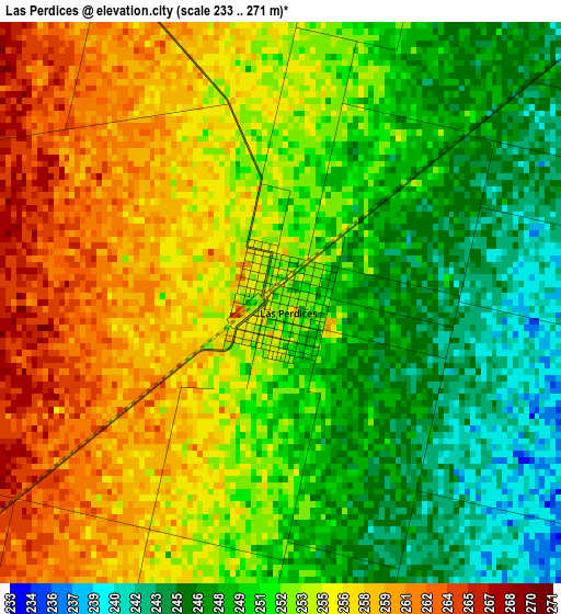 Las Perdices elevation map
