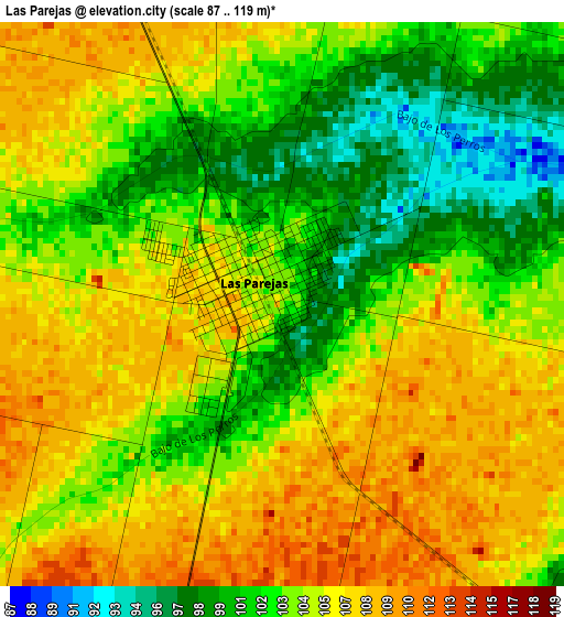 Las Parejas elevation map