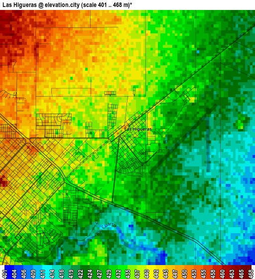 Las Higueras elevation map