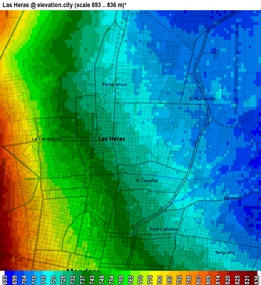 Las Heras elevation map