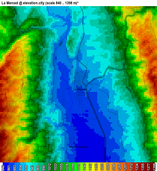 La Merced elevation map