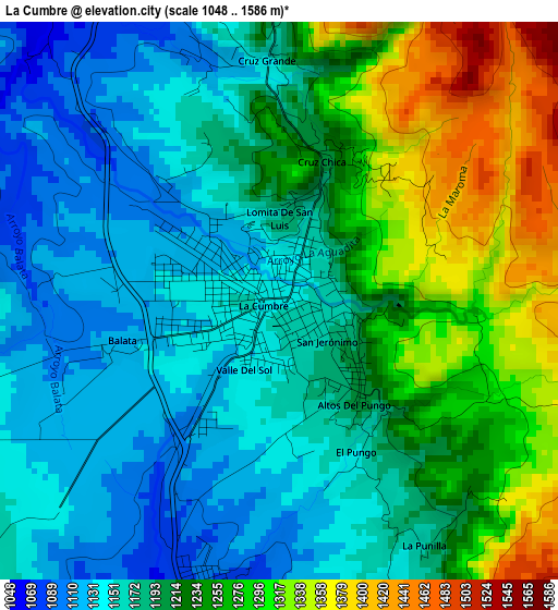 La Cumbre elevation map