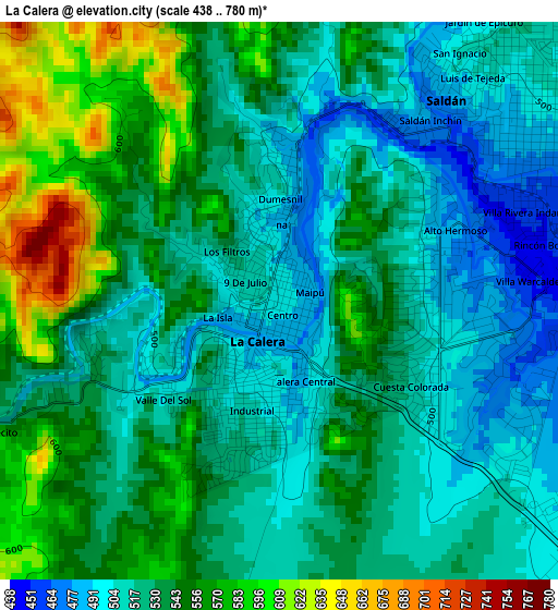 La Calera elevation map