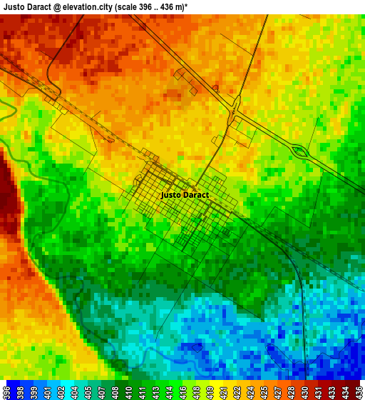 Justo Daract elevation map