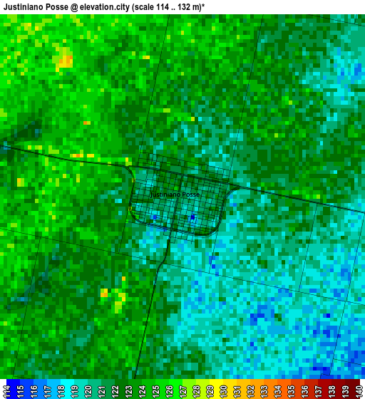 Justiniano Posse elevation map