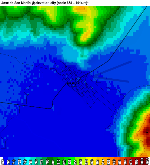 José de San Martín elevation map