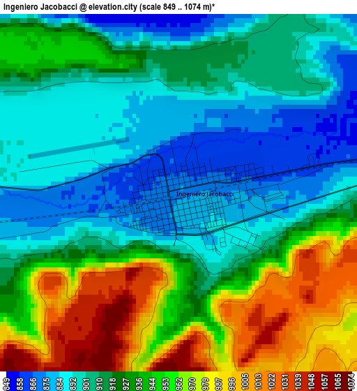 Ingeniero Jacobacci elevation map