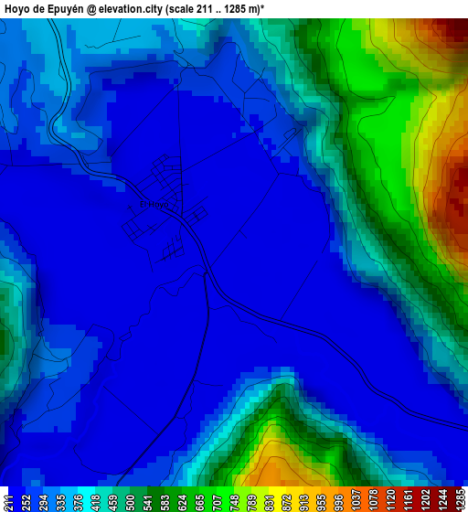 Hoyo de Epuyén elevation map