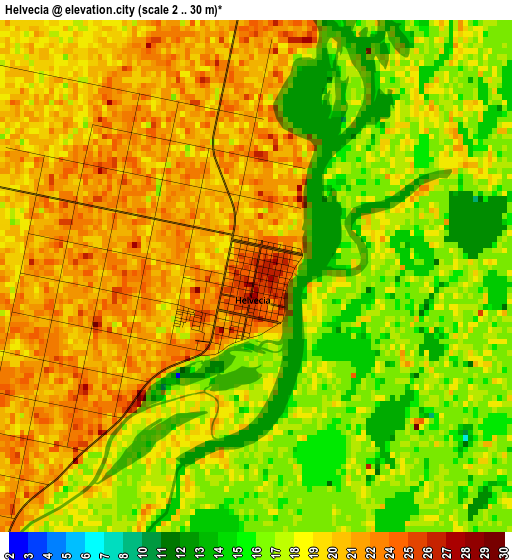 Helvecia elevation map