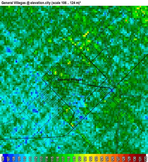 General Villegas elevation map