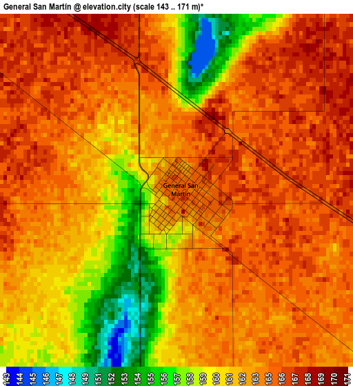 General San Martín elevation map