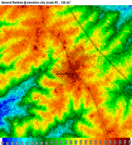 General Ramírez elevation map