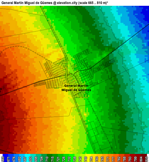 General Martín Miguel de Güemes elevation map