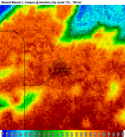 General Manuel J. Campos elevation map