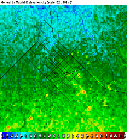 General La Madrid elevation map