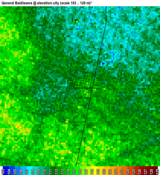 General Baldissera elevation map