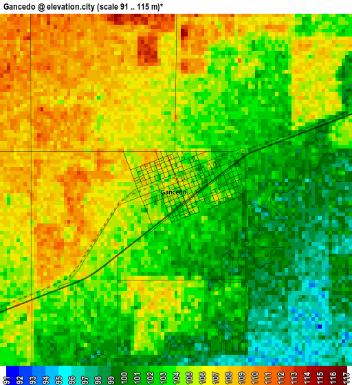 Gancedo elevation map