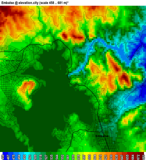 Embalse elevation map