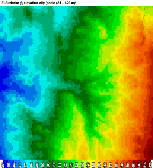 El Simbolar elevation map