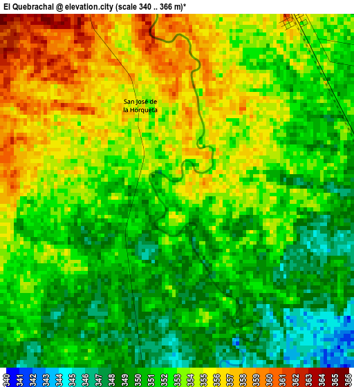 El Quebrachal elevation map