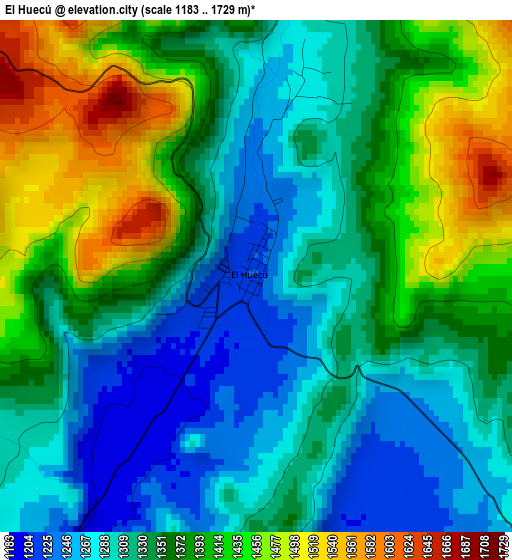 El Huecú elevation map