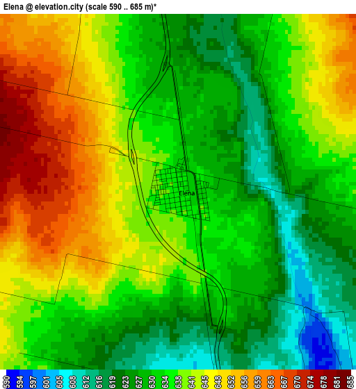 Elena elevation map