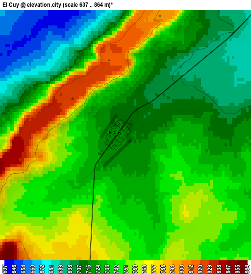 El Cuy elevation map