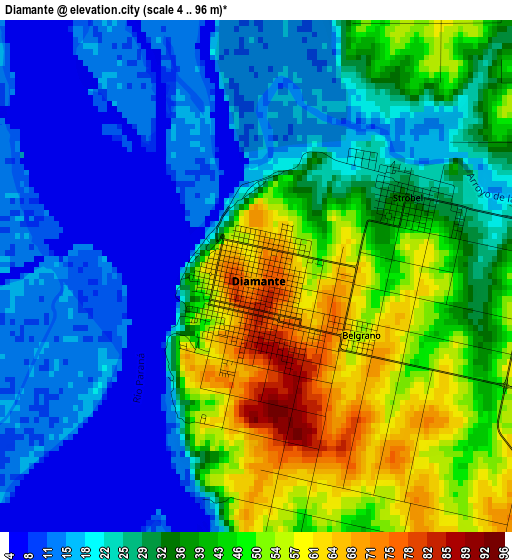 Diamante elevation map