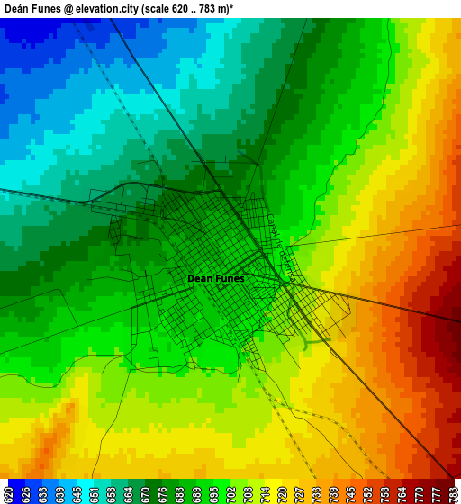 Deán Funes elevation map