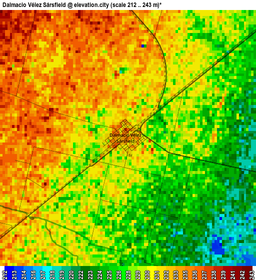 Dalmacio Vélez Sársfield elevation map