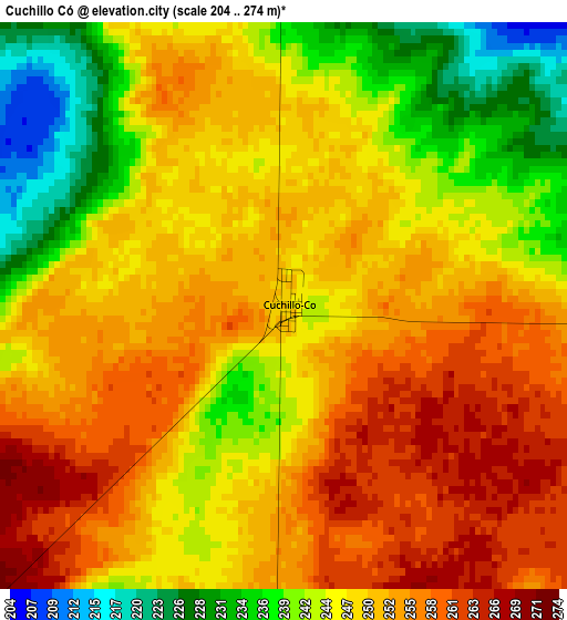 Cuchillo Có elevation map