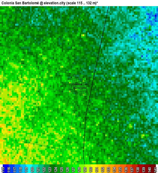 Colonia San Bartolomé elevation map