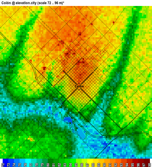 Colón elevation map