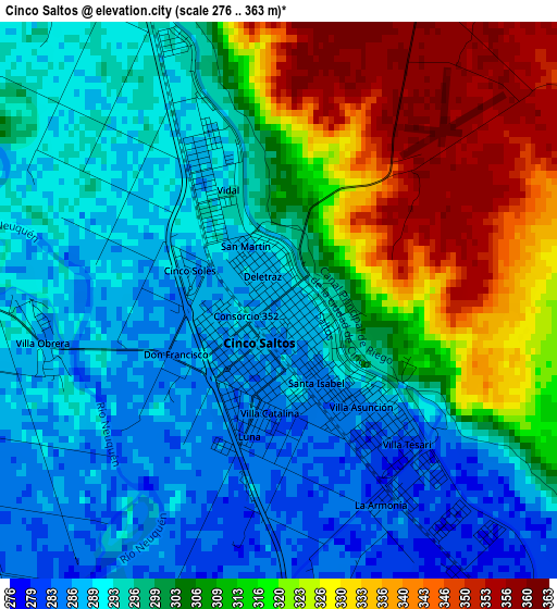 Cinco Saltos elevation map