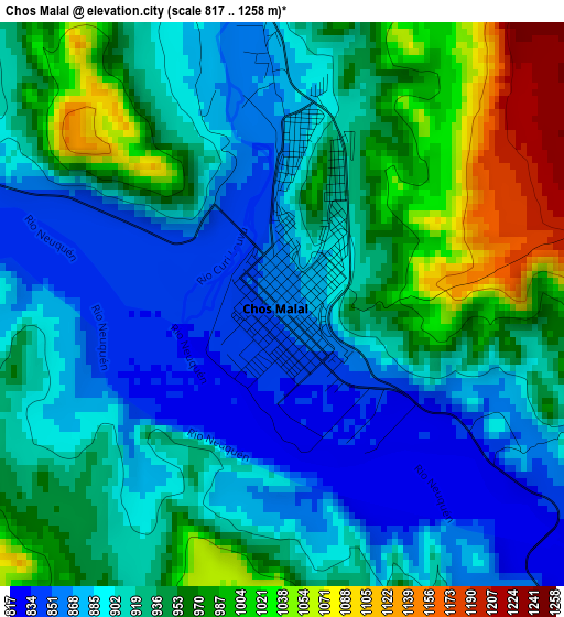 Chos Malal elevation map