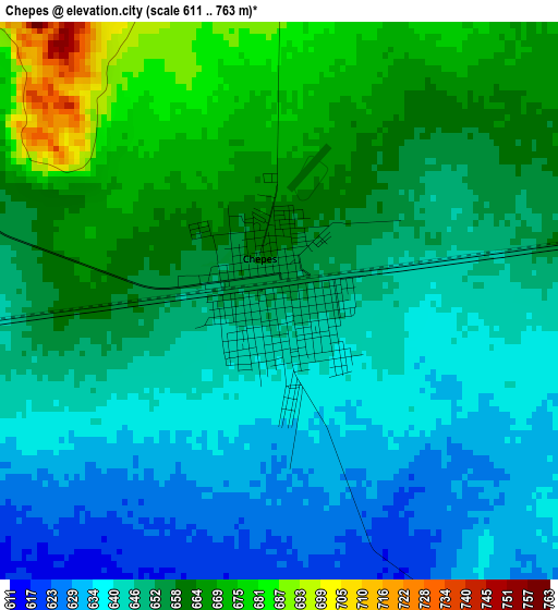 Chepes elevation map