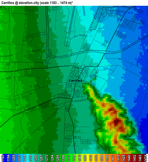 Cerrillos elevation map