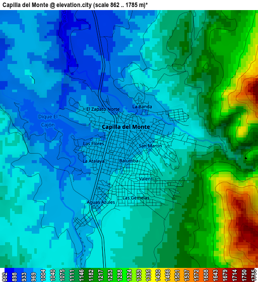 Capilla del Monte elevation map