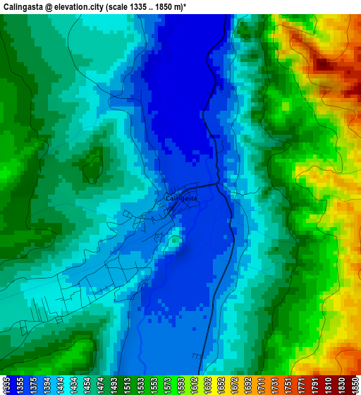 Calingasta elevation map