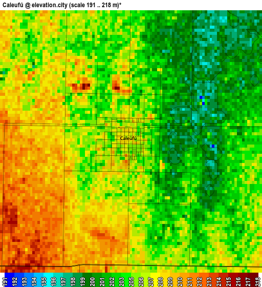 Caleufú elevation map